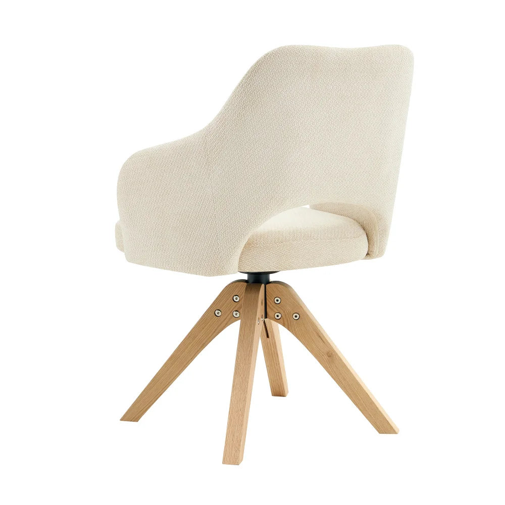 Drehbare Esszimmerstühle 2er Set Beige – Polsterstühle mit Massivholzbeinen & 360° Funktion