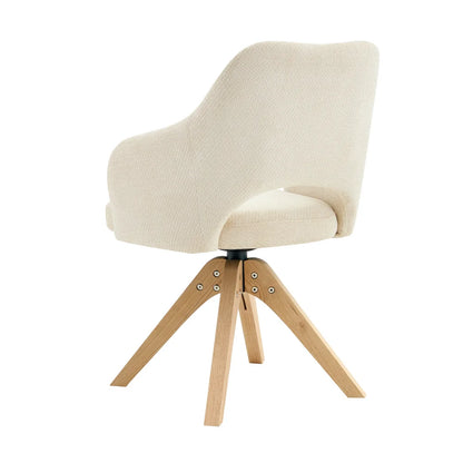 Drehbare Esszimmerstühle 2er Set Beige – Polsterstühle mit Massivholzbeinen & 360° Funktion