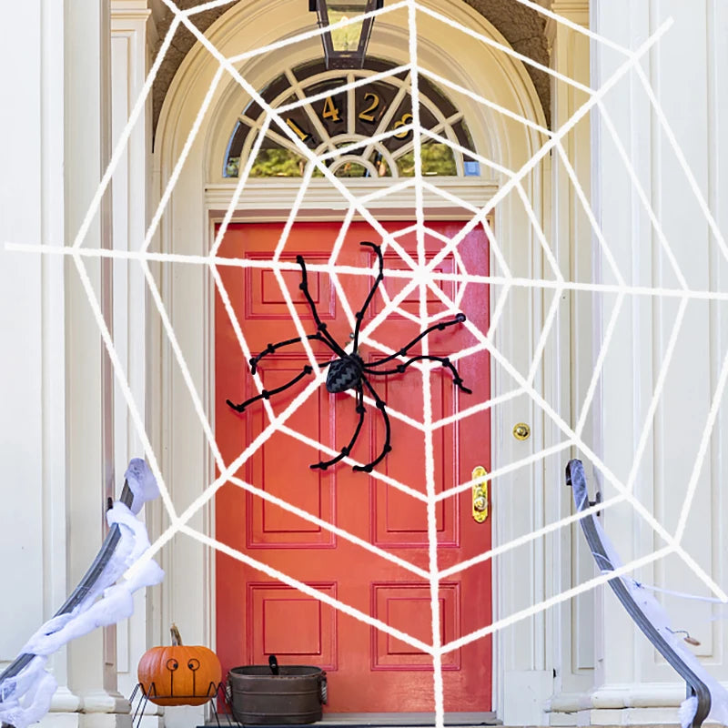 Halloween Spinnennetz Deko Schwarz Weiß 1.5m 2.5m – Spukhaus Dekoration für Garten & Party