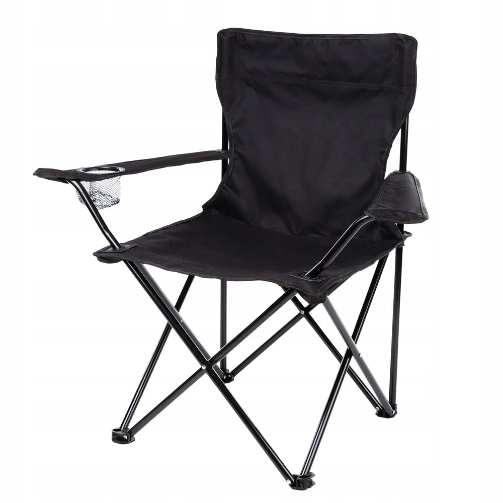Campingstuhl Klappbar Schwarz – Moderner Faltstuhl mit Getraenkehalter & Tragetasche fuer Outdoor & Camping bis 100kg