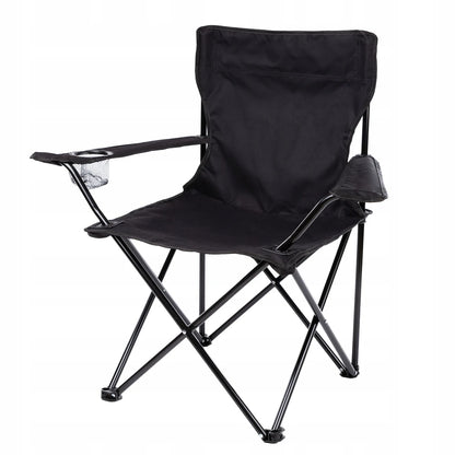 Campingstuhl Klappbar Schwarz – Moderner Faltstuhl mit Getraenkehalter & Tragetasche fuer Outdoor & Camping bis 100kg