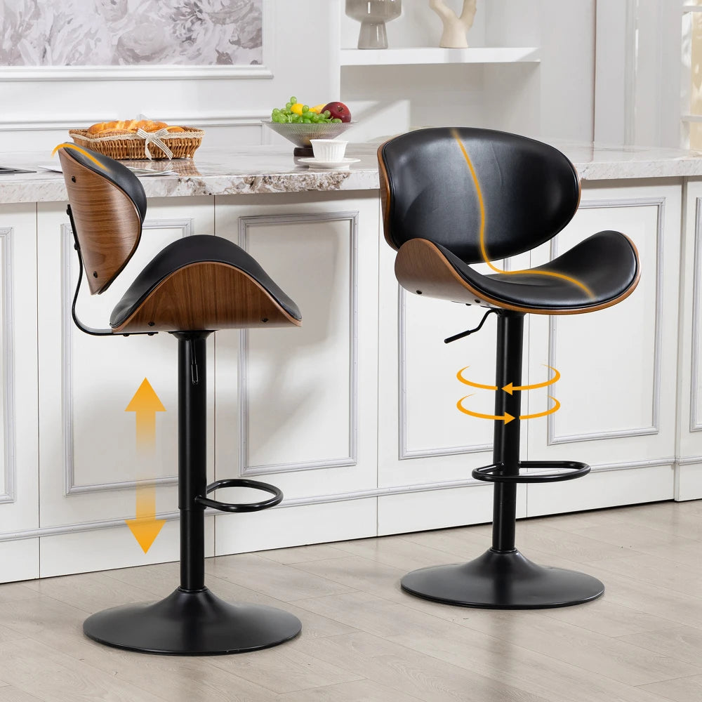 Barhocker 2er Set Formholz Schwarz – Premium Tresenstühle Höhenverstellbar & 360° Drehbar