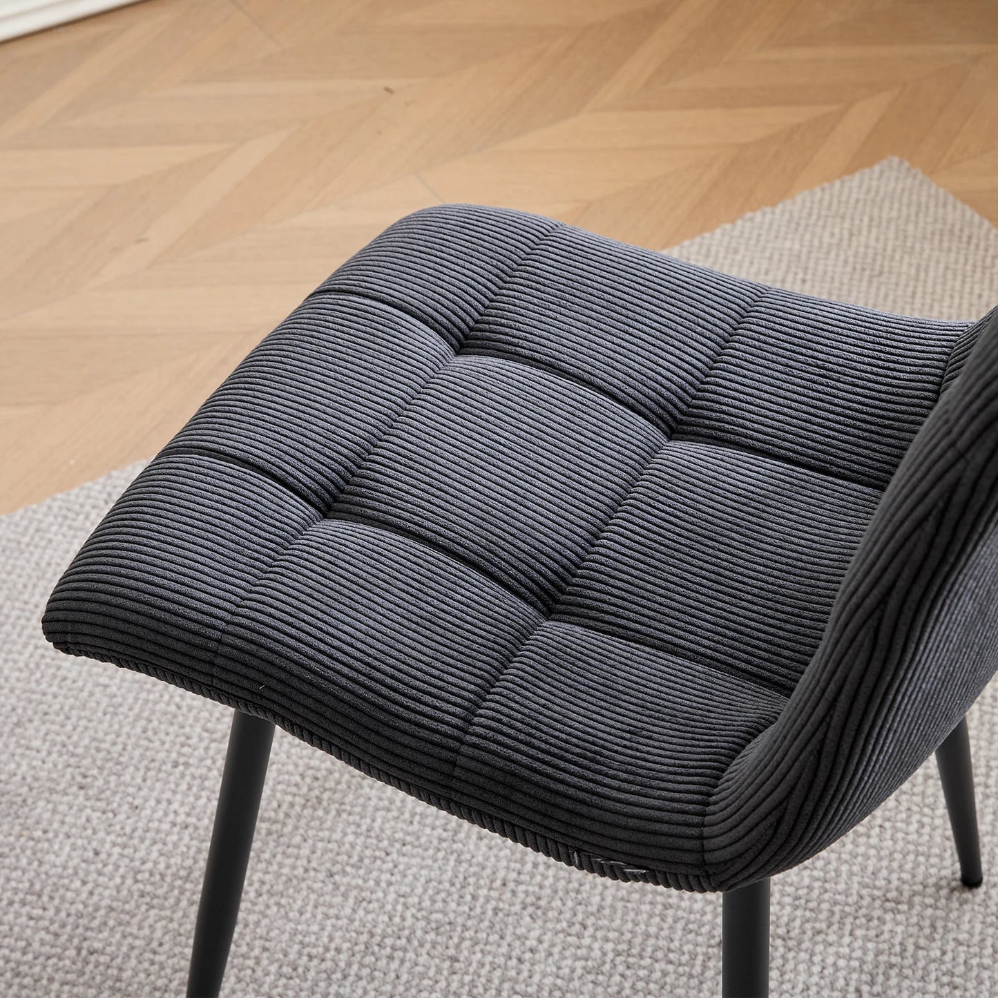Polsterstühle Cord 2er Set Grau – Moderne Esszimmerstühle mit Metallbeinen für Küche & Wohnzimmer