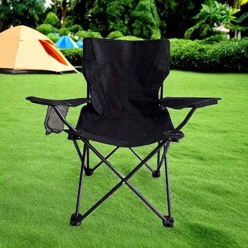 Campingstuhl Klappbar Schwarz – Moderner Faltstuhl mit Getraenkehalter & Tragetasche fuer Outdoor & Camping bis 100kg