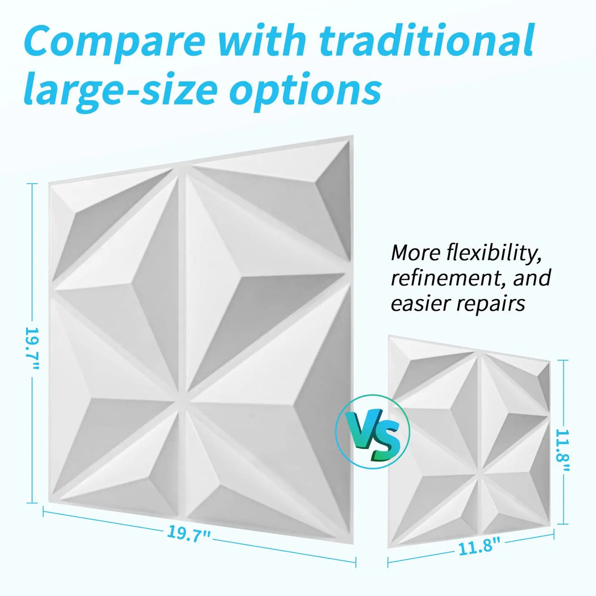 3D Wandpaneele Weiß 50x50cm 12er Set – Moderne PVC Wandverkleidung für Wohnzimmer & Schlafzimmer