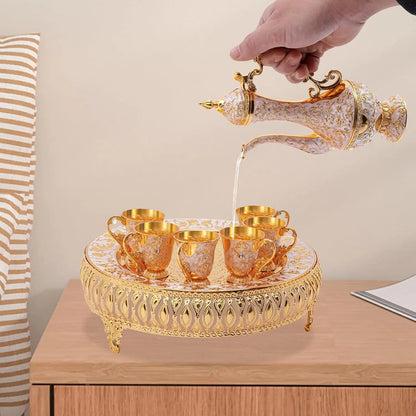 Orientales Tee-Set Vintage Gold & Blau 8-teilig – Edles Teeservice mit Serviertablett