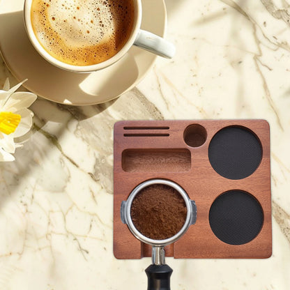 Kaffee Tamping Station Schwarz 51-58mm – Multifunktionaler Tamper Halter mit Abschlagbehälter