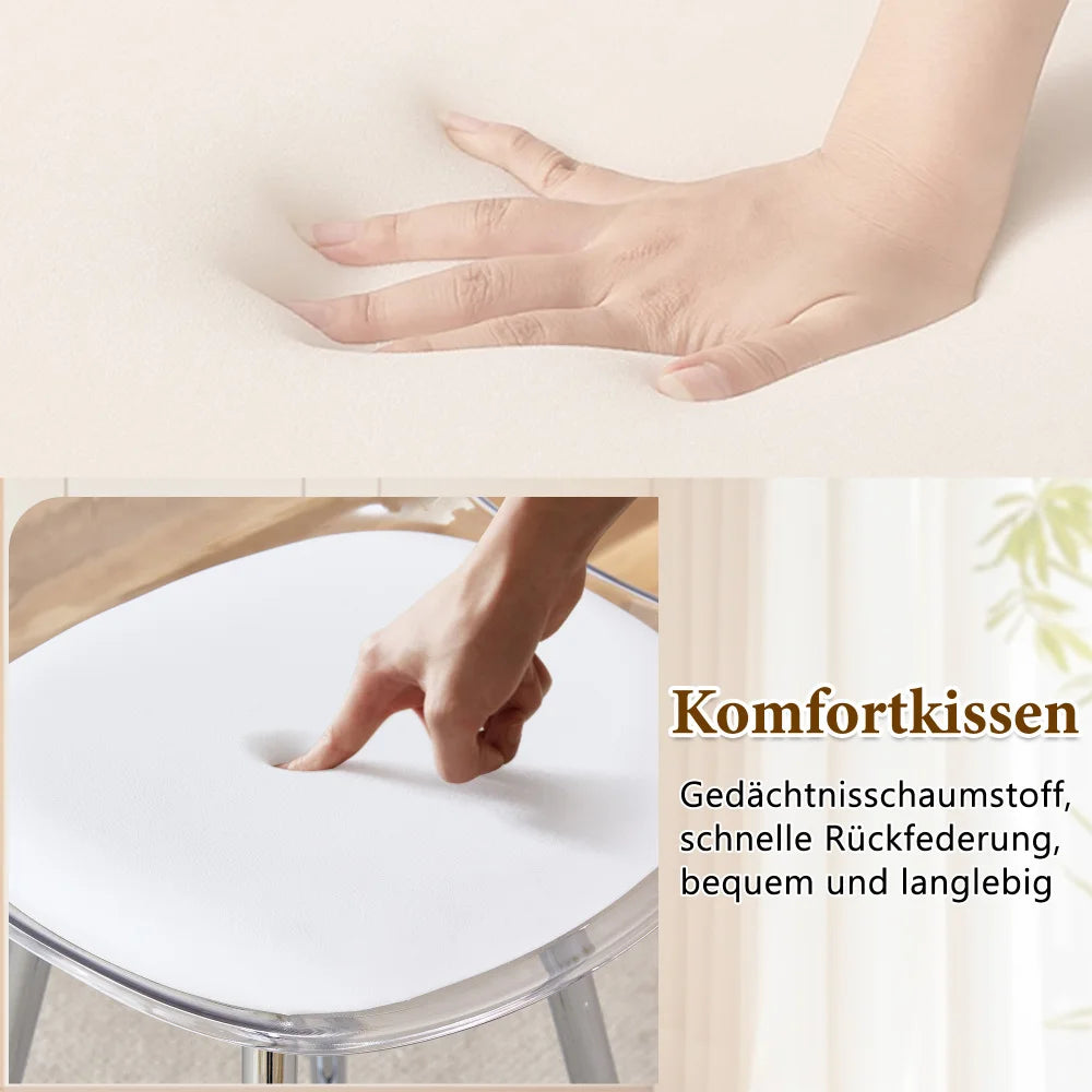 Barhocker 2er Set Modern – Ergonomische Tresenstuehle mit Fussstütze & Metallgestell fuer Kueche & Bar bis 120kg