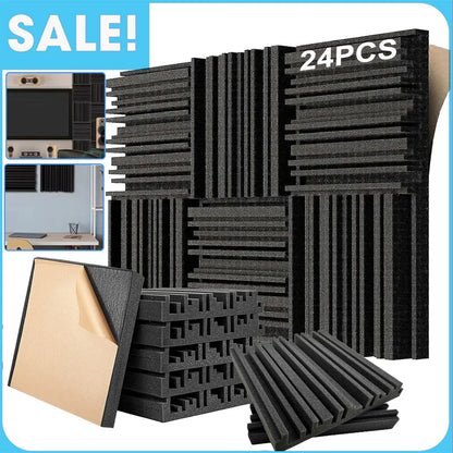 Akustikschaumstoff 24er Set Selbstklebend 30x30x5cm – Schallschutz Schaumstoff Wände