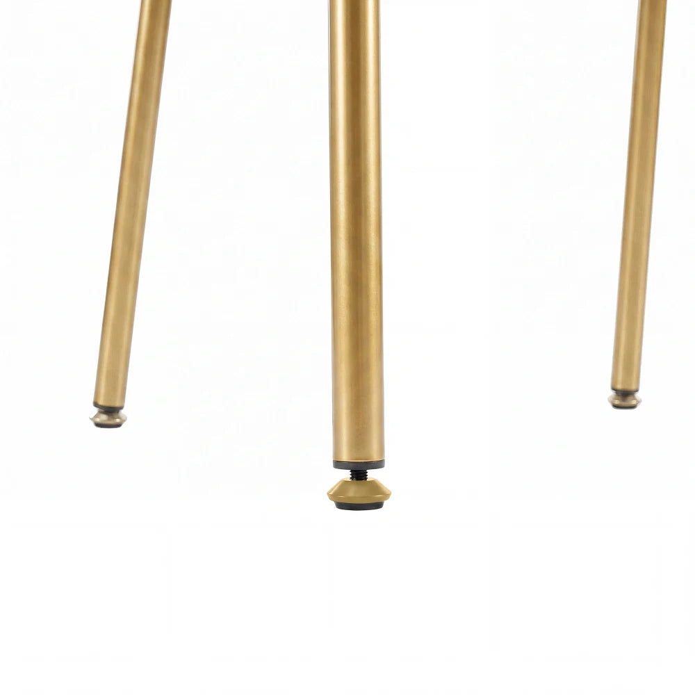 Esszimmerstuhl Beige-Grün – Modernes Polsterstuhl Set mit Samtbezug, Katzenkratzfestes Leder & Goldbeinen bis 150kg