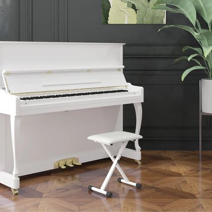 Klavierhocker Höhenverstellbar X-Rahmen 37-47cm – Faltbare Sitzbank Piano Stuhl Schwarz