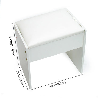 Schminkstuhl Weiß Holz MDF – Moderner Hocker Gepolstert für Frisiertisch & Schlafzimmer