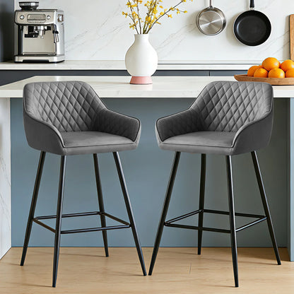 Barhocker 2er Set Kunstleder Schwarz – Moderne Tresenstühle mit Rückenlehne & Fußstütze