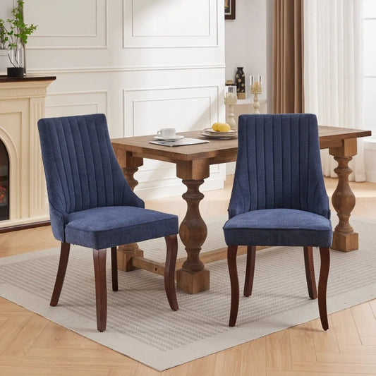 Esszimmerstuhl 2er Set Beige – Modernes Polsterstuhl Set aus Samt mit Nietenverzierung, Knopfung & Holzbeinen bis 127kg