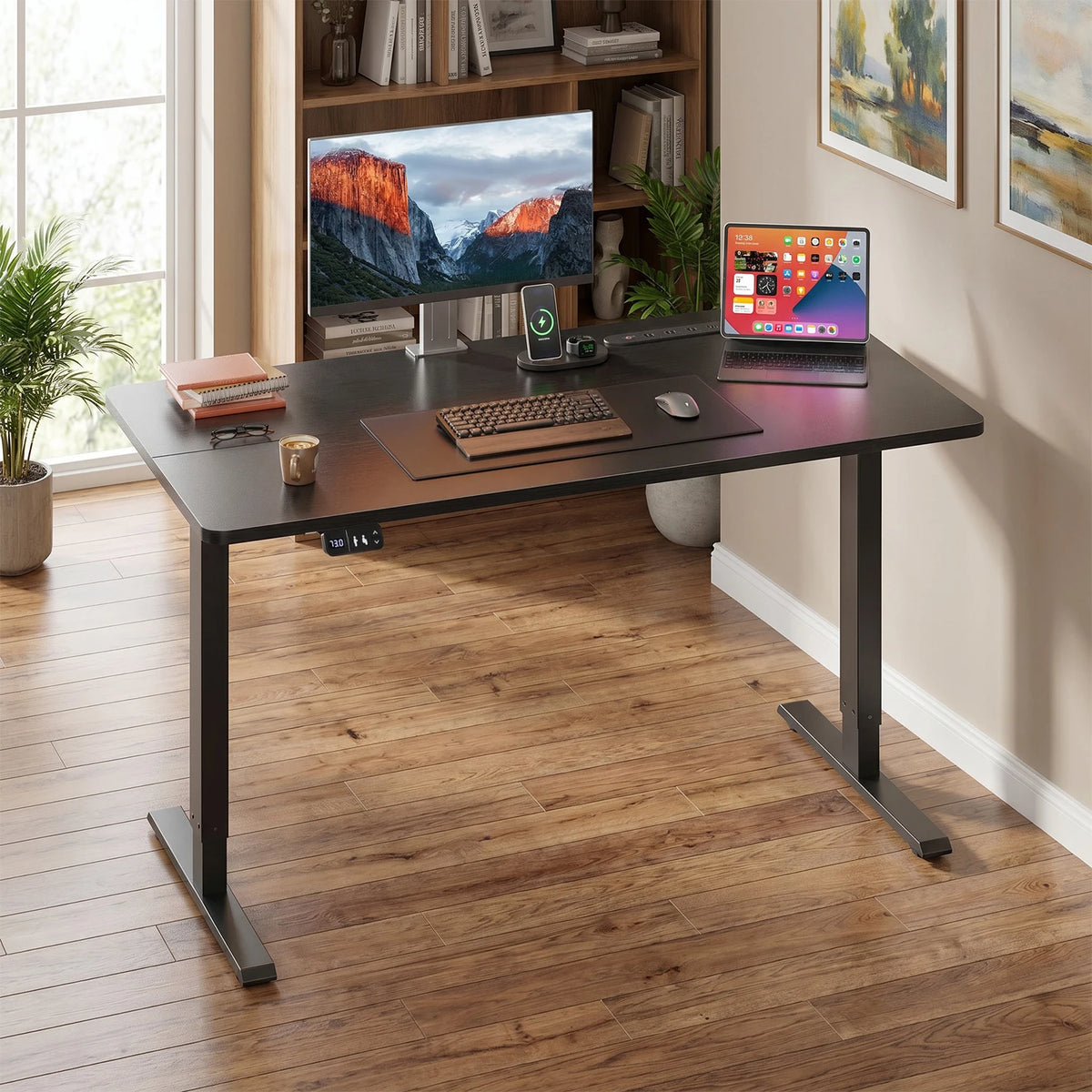 Elektrischer Höhenverstellbarer Stehschreibtisch 140 cm Schwarz – Ergonomischer Schreibtisch mit Memory-Funktion