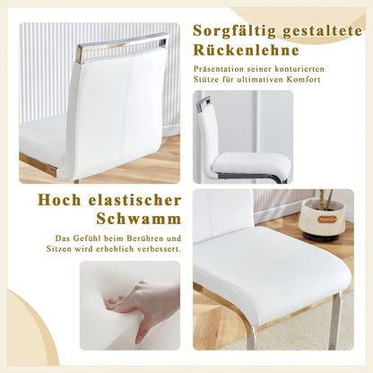 Barhocker 2er Set Silber Weiß – Freischwinger Tresenstühle aus Kunstleder & Metall