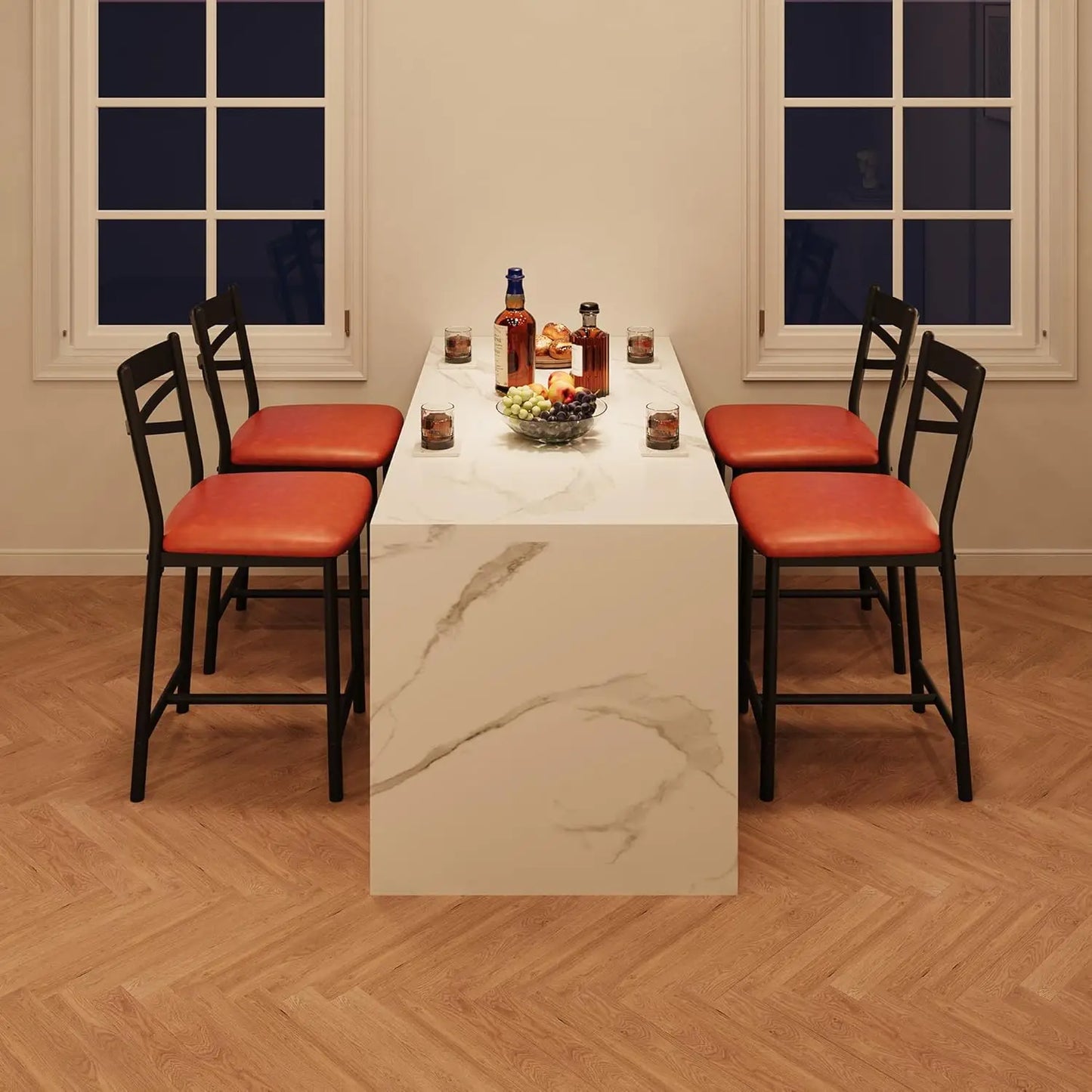 Barhocker 2er Set Grauer Stoff mit Rückenlehne – Moderne Tresenstühle Kücheninsel 56cm Sitzhöhe