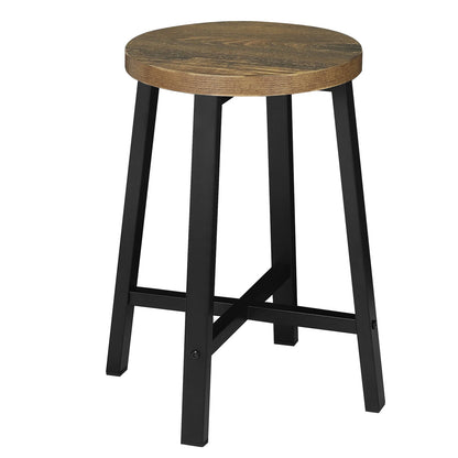 Küchenhocker 2er Set Industrie-Design – Kompakter Beistellhocker aus Metall & Holz bis 100kg