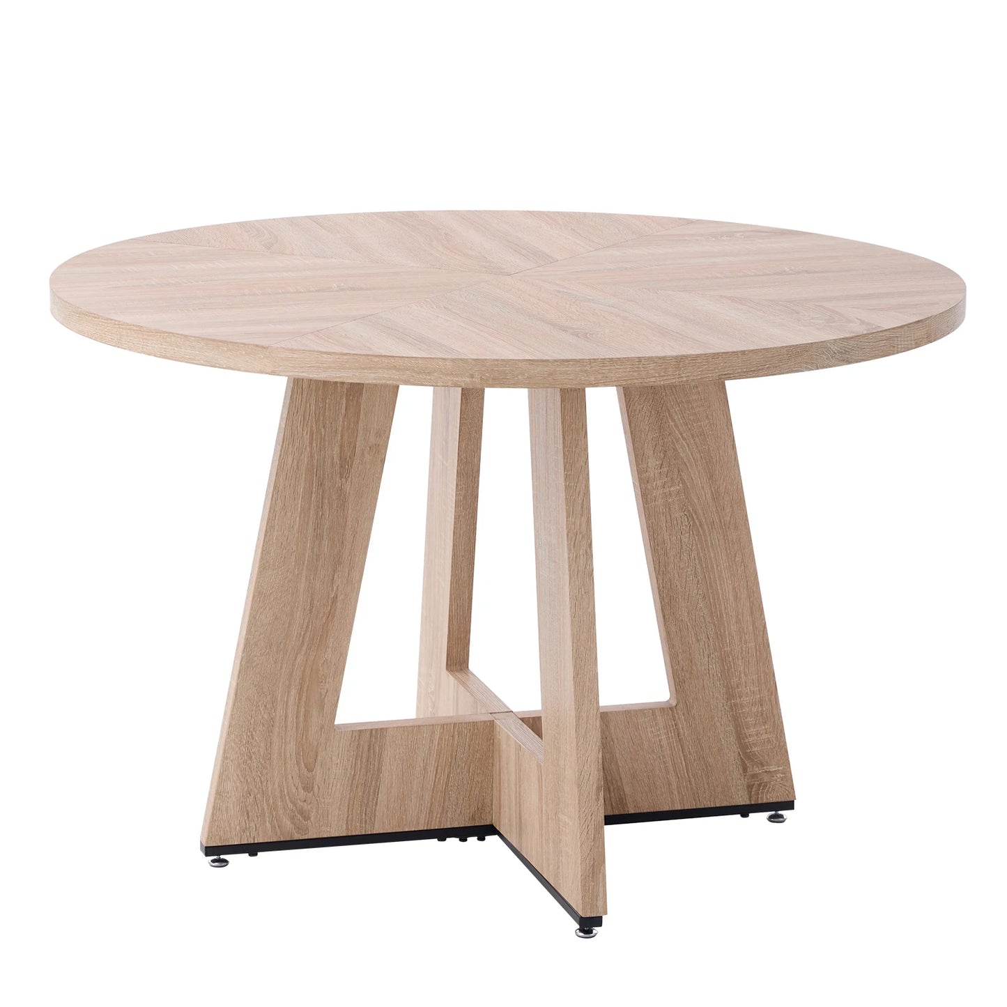 Runder Esstisch Holzoptik 120cm – Moderner Küchentisch mit Holzkreuzgestell für 4-6 Personen