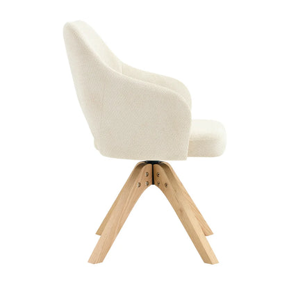 Drehbare Esszimmerstühle 2er Set Beige – Polsterstühle mit Massivholzbeinen & 360° Funktion