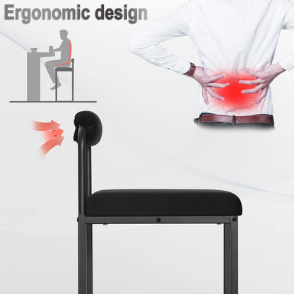 Barhocker 2er Set Samt Dunkelgrau – Ergonomische Tresenstühle 75cm Sitzhöhe mit Metallgestell