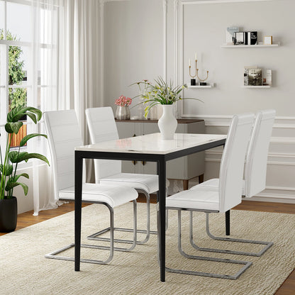 Freischwinger Esszimmerstühle 2er Set Kunstleder – Moderne Schwingstühle mit Hoher Rückenlehne