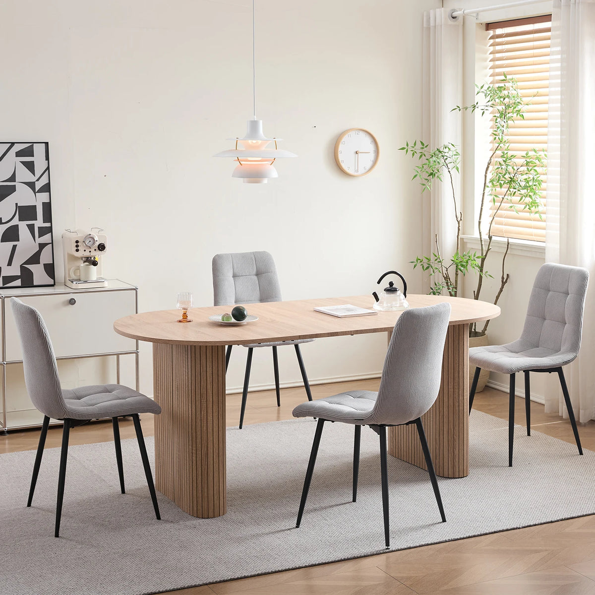 Polsterstühle Cord 2er Set Grau – Moderne Esszimmerstühle mit Metallbeinen für Küche & Wohnzimmer