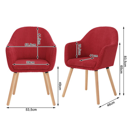 Esszimmerstuhl 2er Set Cord – Modernes Polsterstuhl Set mit Massivholzbeinen & Armlehne