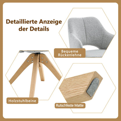 Drehbare Esszimmerstühle 2er Set Beige – Polsterstühle mit Massivholzbeinen & 360° Funktion