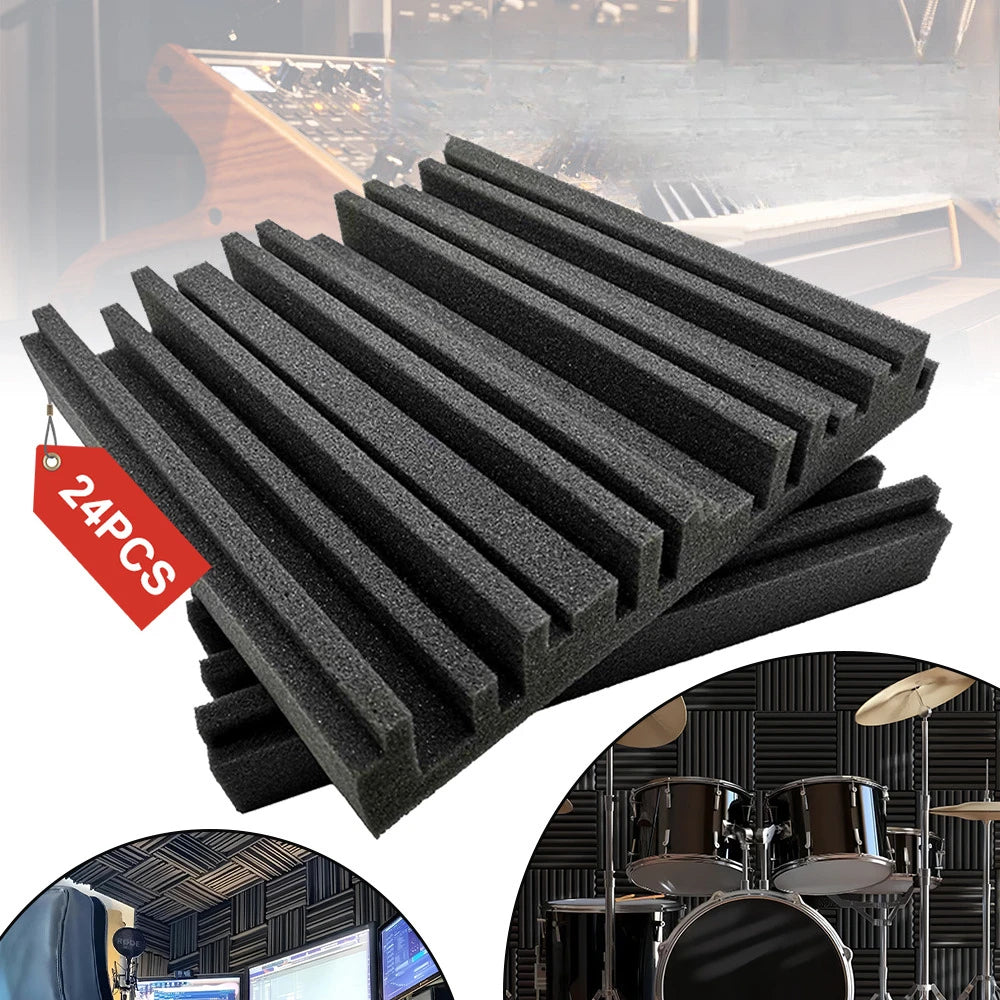 Akustikschaumstoff 24er Set Selbstklebend 30x30x5cm – Schallschutz Schaumstoff Wände