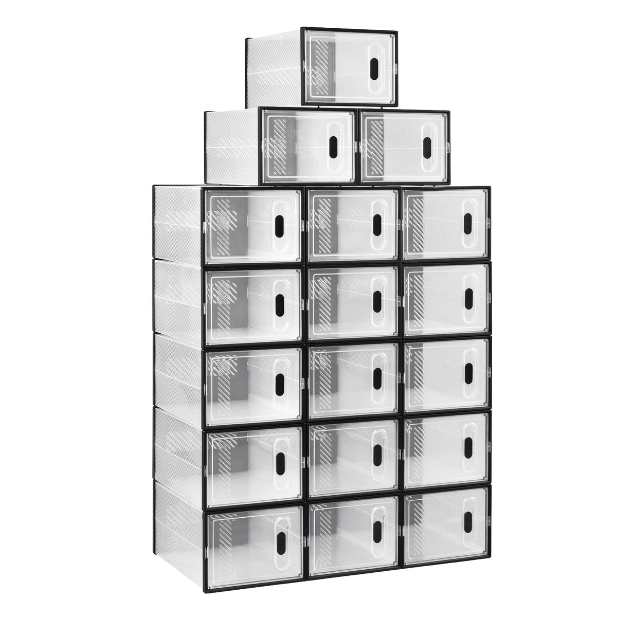 Schuhboxen Transparent Stapelbar 8er Set – Kunststoff Schuhregal mit Fronttür