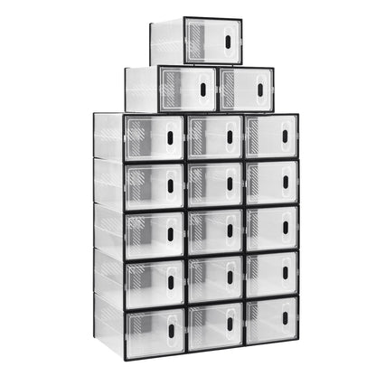 Schuhboxen Transparent Stapelbar 8er Set – Kunststoff Schuhregal mit Fronttür