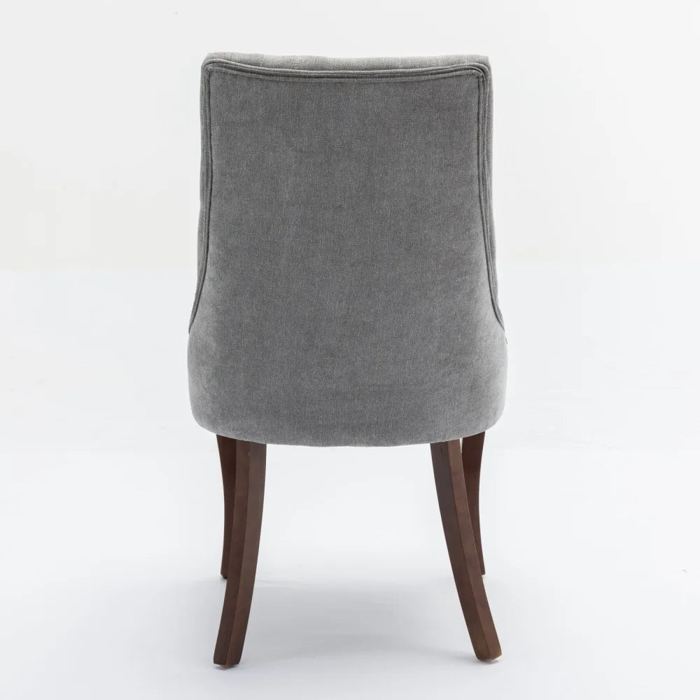 Esszimmerstuhl 2er Set Beige – Modernes Polsterstuhl Set aus Samt mit Nietenverzierung, Knopfung & Holzbeinen bis 127kg