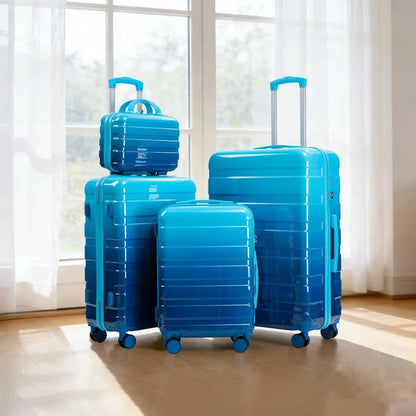Kofferset 4-teilig PC Hartschale Bunt – Reiseset mit Handgepaeck 20 Zoll Koffer & Kosmetikkoffer 14 Zoll