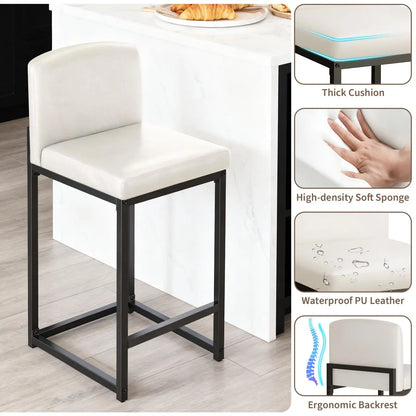 Barhocker 2er Set Kunstleder – Ergonomischer Stuhlsatz mit Polsterung & Metallrahmen