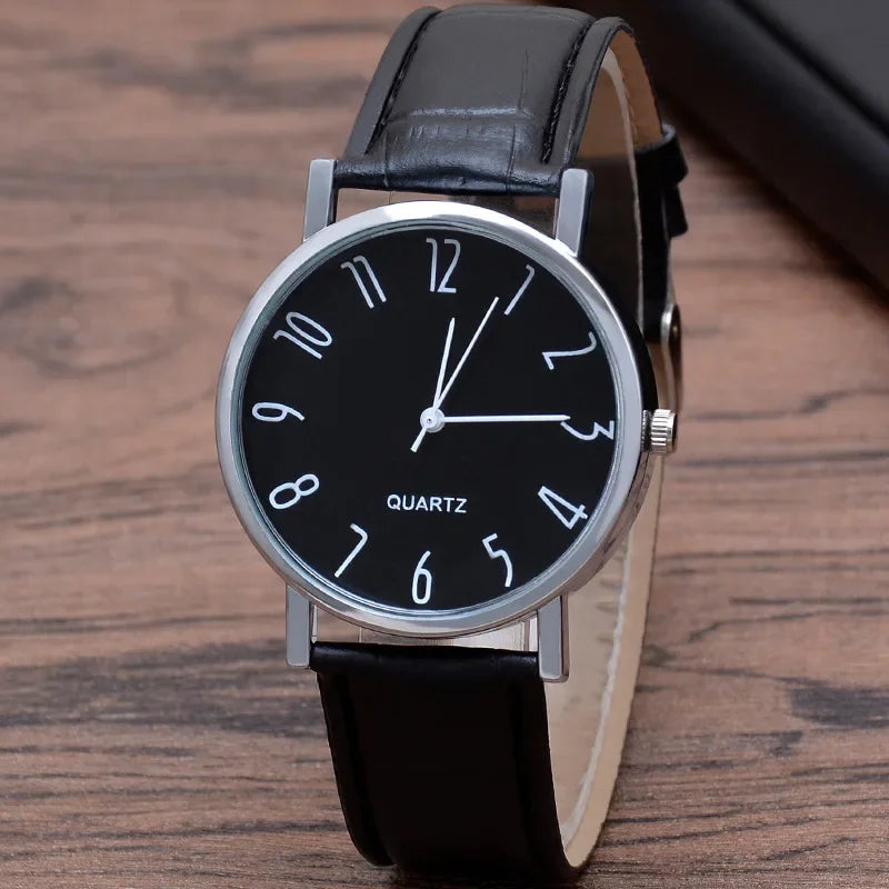 Herren Armbanduhr Schwarz Lederarmband – Minimalistische Analog Quarz Uhr