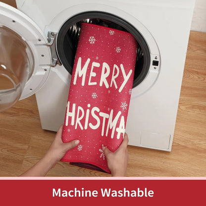 Weihnachten Fußmatte 50x80cm Waschbar – Roter Weihnachts-Abtreter für Eingang & Flur