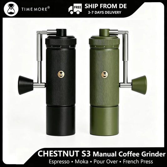 TIMEMORE S3 Manuelle Kaffeemühle – Premium Edelstahl Handmühle mit Präzisions-Mahlwerk