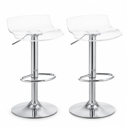 Moderne Barhocker 2er Set Acryl Höhenverstellbar – Transparenter Drehstuhl mit Chrom-Gestell