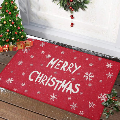 Weihnachten Fußmatte 50x80cm Waschbar – Roter Weihnachts-Abtreter für Eingang & Flur