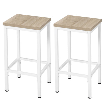 Barhocker 2er Set Industrie-Design 65cm – Kompakter Tresenstuhl aus Metall & Holz bis 120kg