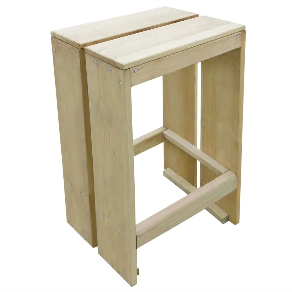 Barhocker 2er Set Kiefernholz Imprägniert – Wetterfeste Holz Tresenstühle für Garten & Terrasse