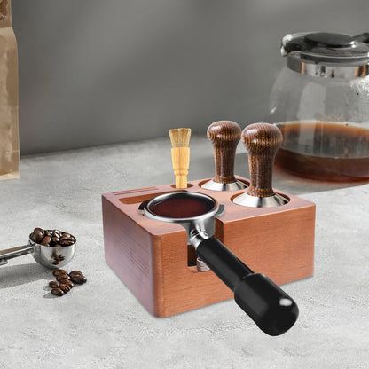 Kaffee Tamping Station Schwarz 51-58mm – Multifunktionaler Tamper Halter mit Abschlagbehälter
