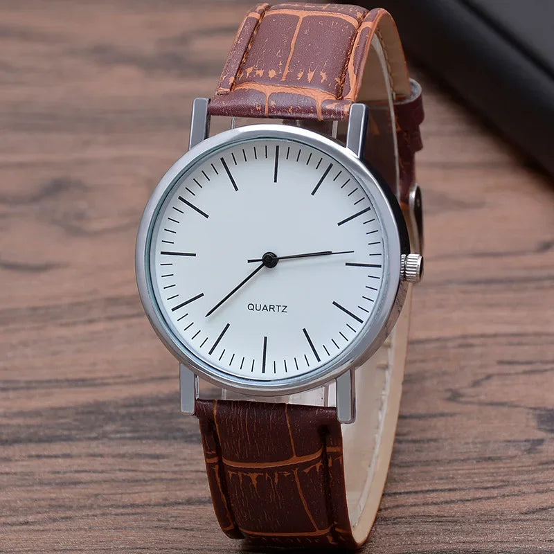 Herren Armbanduhr Schwarz Lederarmband – Minimalistische Analog Quarz Uhr