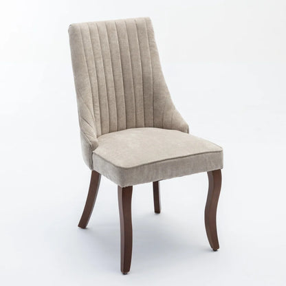 Esszimmerstuhl 2er Set Beige – Modernes Polsterstuhl Set aus Samt mit Nietenverzierung, Knopfung & Holzbeinen bis 127kg
