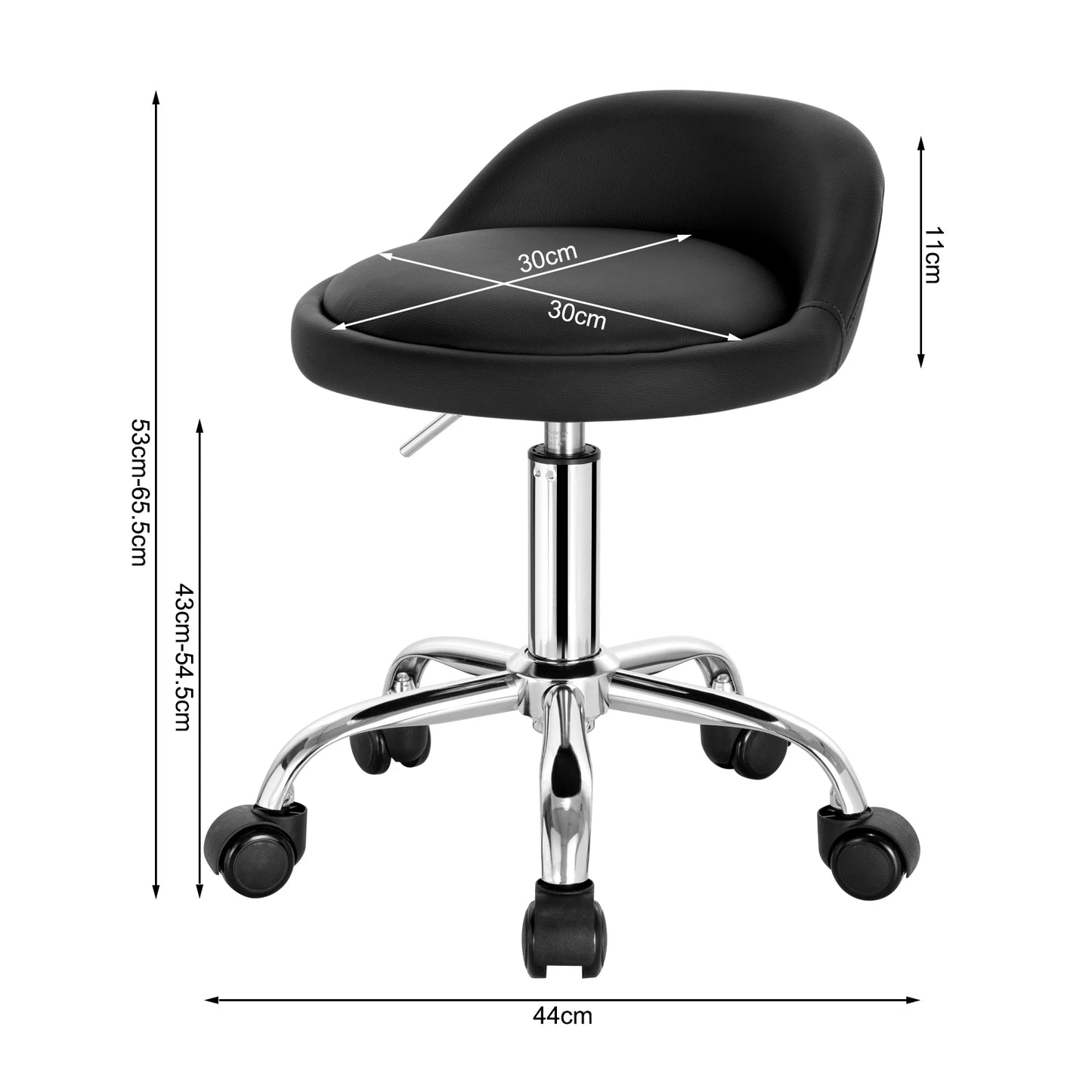 Höhenverstellbarer Rollhocker Samt Dunkelgrau – Ergonomischer Arbeitshocker mit Rückenlehne
