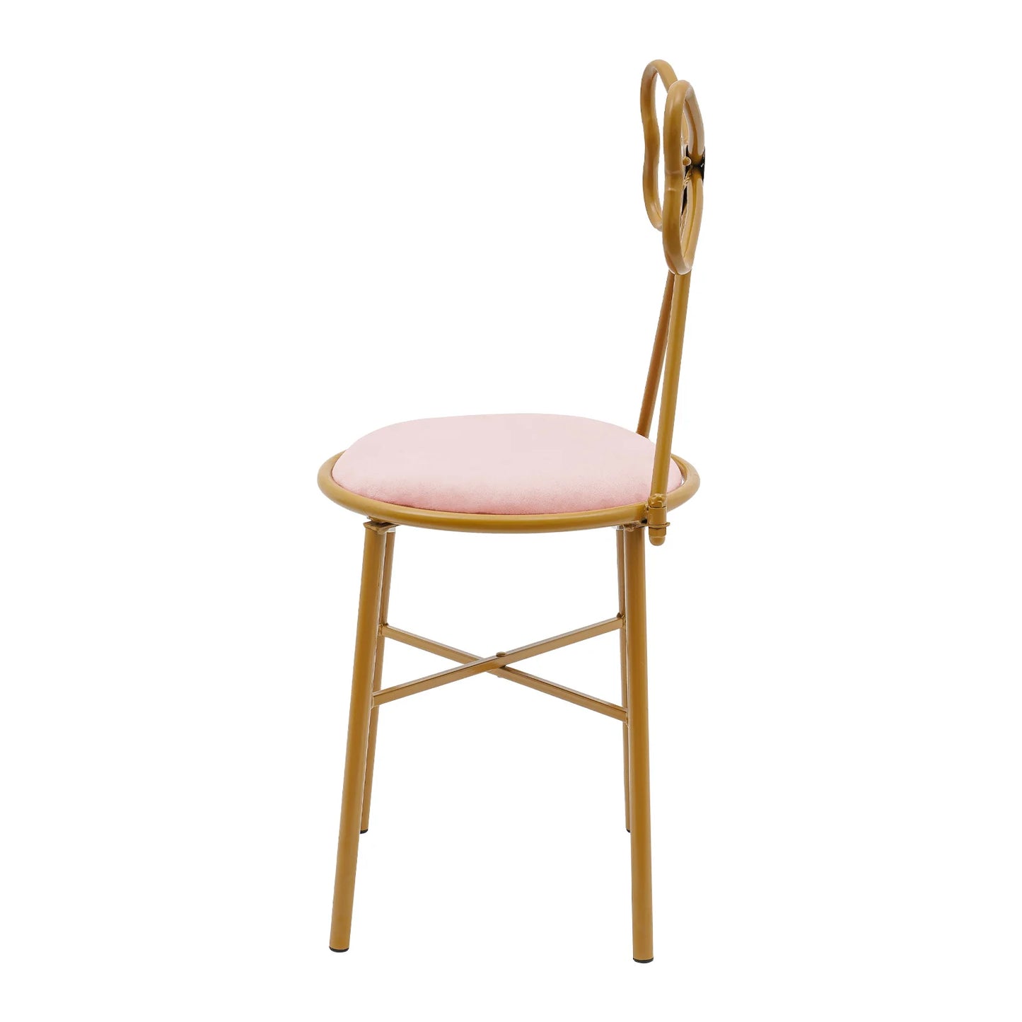 Schminktisch Stuhl Rosa mit Schmetterling Rückenlehne – Moderner Samt Kosmetikstuhl Gold