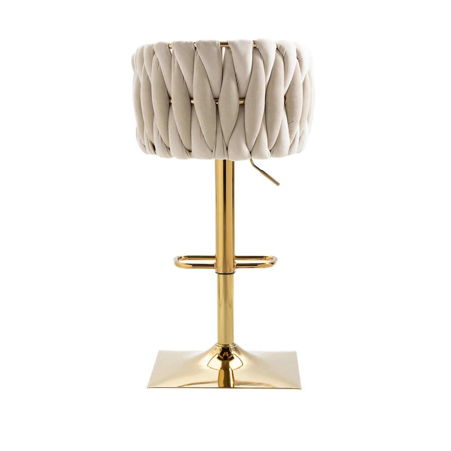 Moderne Barhocker 2er Set mit Armlehnen Höhenverstellbar – Drehbarer Polsterstuhl mit Gold-Beinen