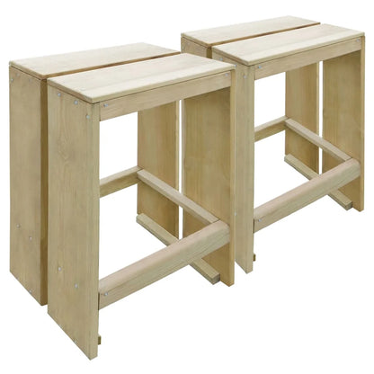 Barhocker 2er Set Kiefernholz Imprägniert – Wetterfeste Holz Tresenstühle für Garten & Terrasse