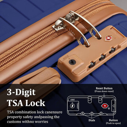 Kofferset 5-teilig Hartschale Schwarz – Koffer Set mit TSA Schloss 360 Rollen Reisetasche & Kulturbeutel